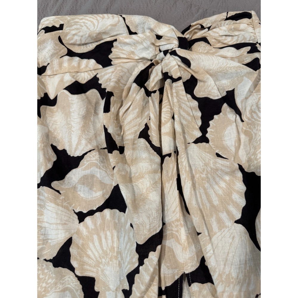 H&M Linen Blend Seashell 2 Piece Set S Top XS 4 Midi Skirt Tie Front Coastal - Picture 5 of 12